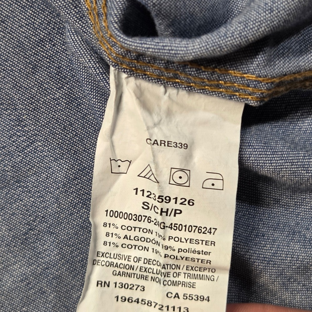 Wrangler Mens Blue Denim Long Sleeve Button Down Shirt Small 112359126 - Picture 11 of 15